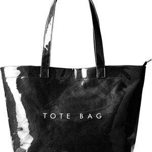 PVC Zipper Tote Bag, Kraft Paper Beach Bag Large Hobo Carry All Travel Shopping